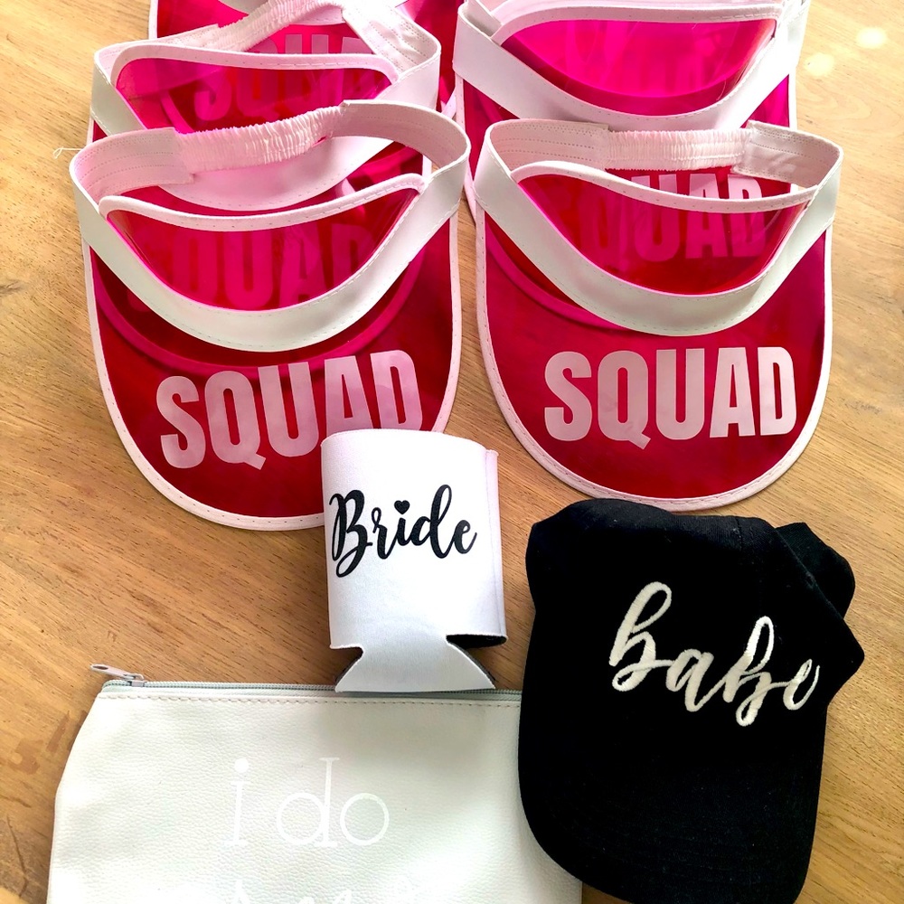 Bachelorette party lot! 7 visors, babe hat & more